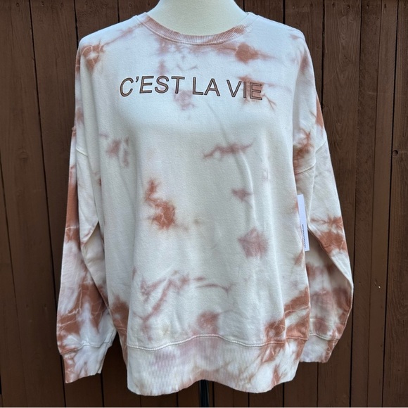 LACAUSA | Size Small NWT Tie Dye C’est La Vie Sweatshirt - Picture 8 of 14